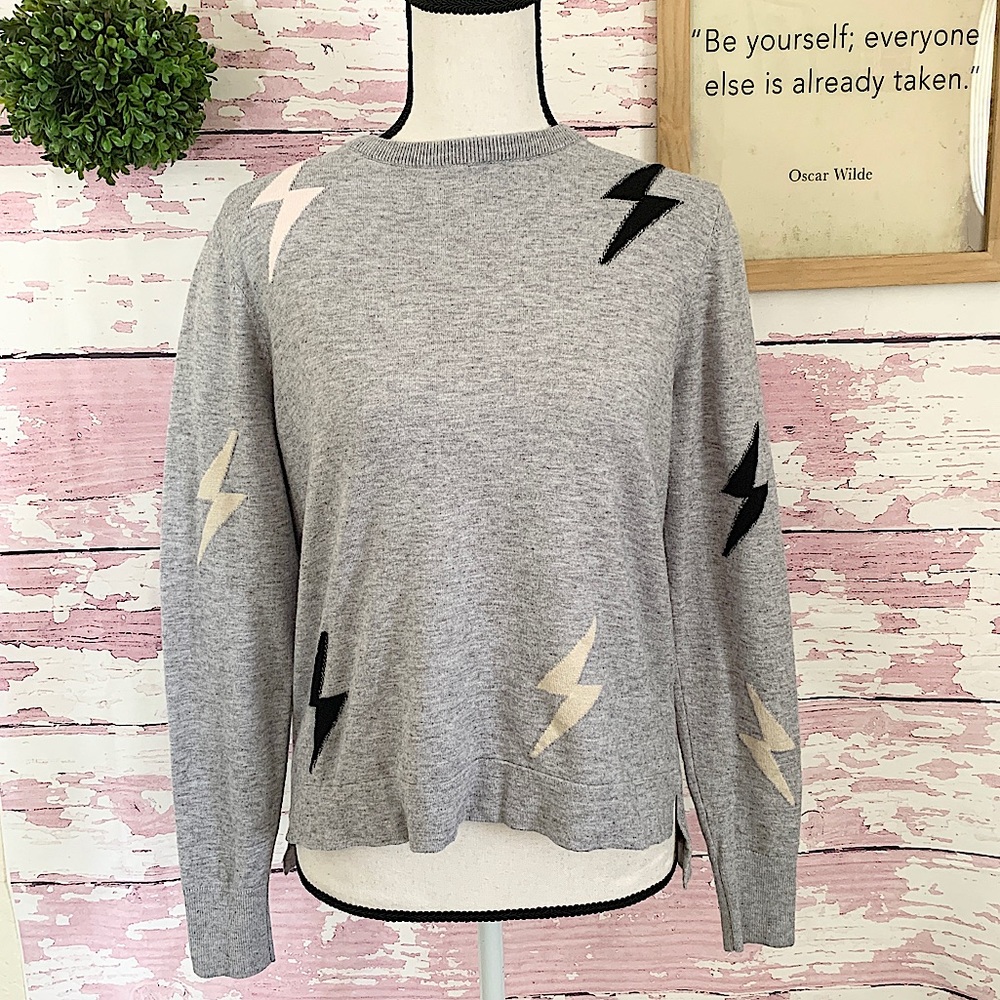 THML Gray Long Sleeve  Lightning Bolt Sweater XS